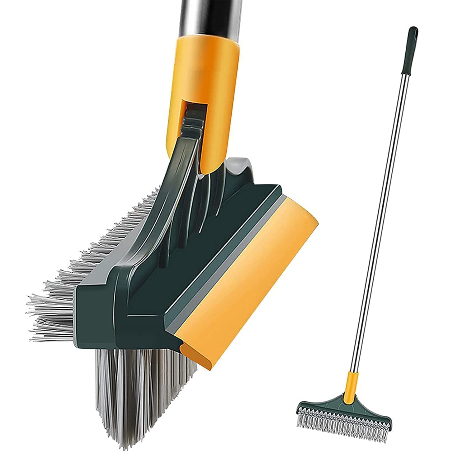 2-in-1 Floor Scrub Brush & Wiper for Bathroom, Kitchen & Tile Cleaning