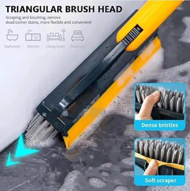 2-in-1 Floor Scrub Brush & Wiper for Bathroom, Kitchen & Tile Cleaning