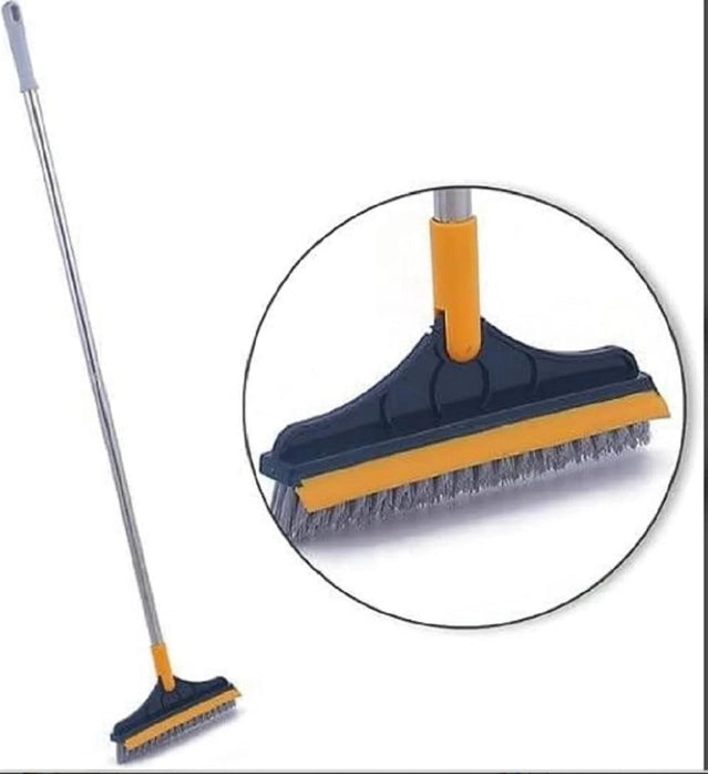 2-in-1 Floor Scrub Brush & Wiper for Bathroom, Kitchen & Tile Cleaning