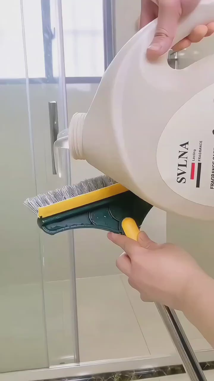 2-in-1 Floor Scrub Brush & Wiper for Bathroom, Kitchen & Tile Cleaning